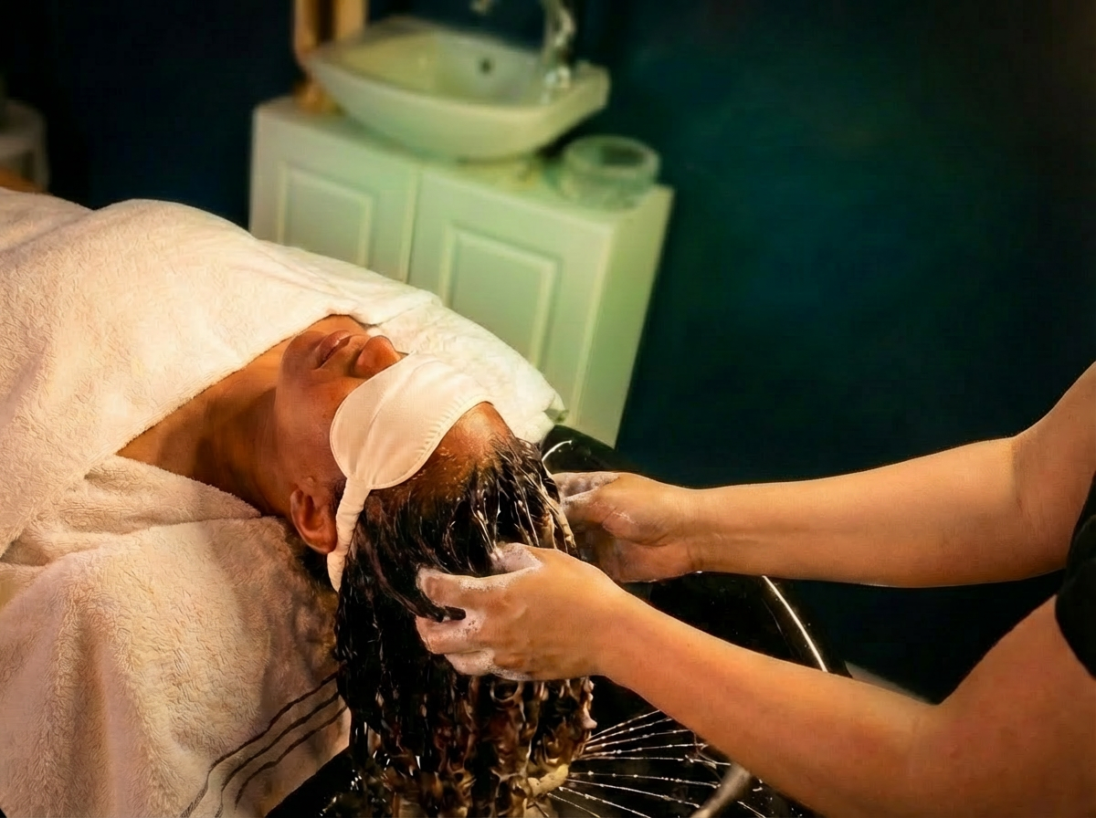 Scalp wash with eye mask - Japanese Head Spa step 5