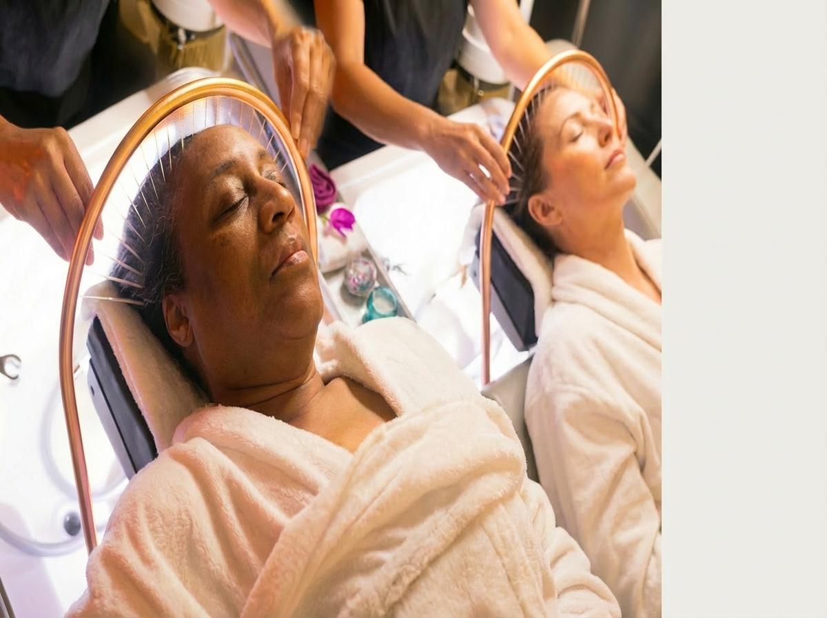 Dual treatment experience - two clients receiving scalp therapy at gold basins - Japanese Head Spa Middletown Delaware