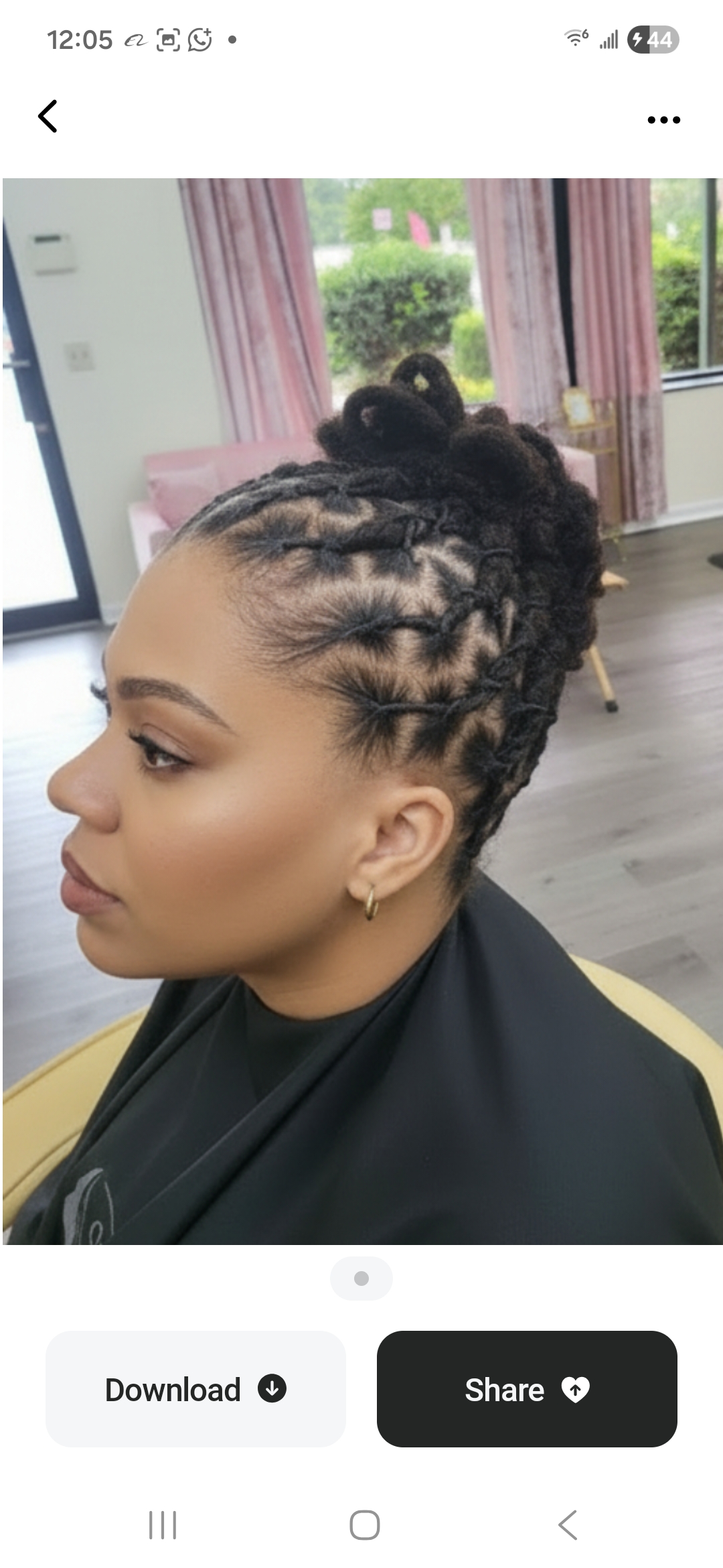 Loc Updo — Braided Top Bun, side profile