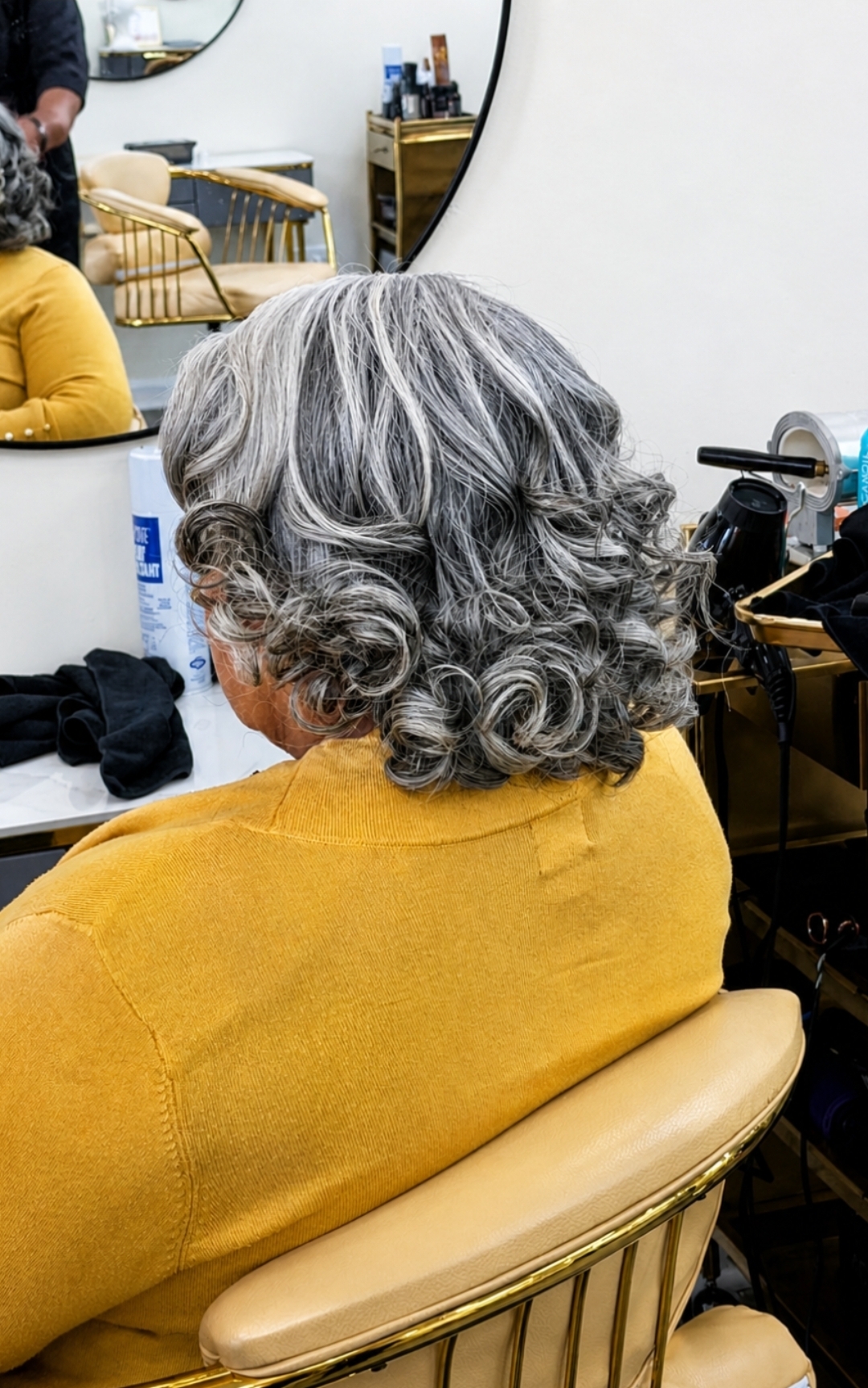 Silver curls set at Sinkor Beauty Salon