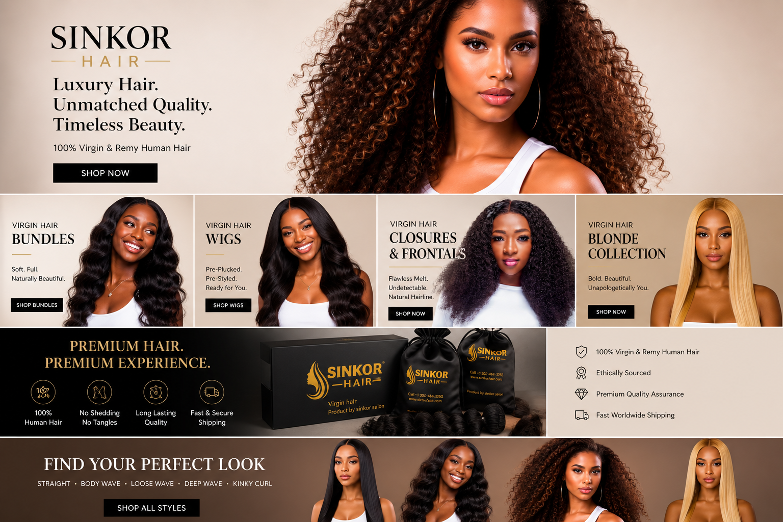 Sinkor Beauty Shop Homepage - Luxury Hair, Unmatched Quality, Timeless Beauty