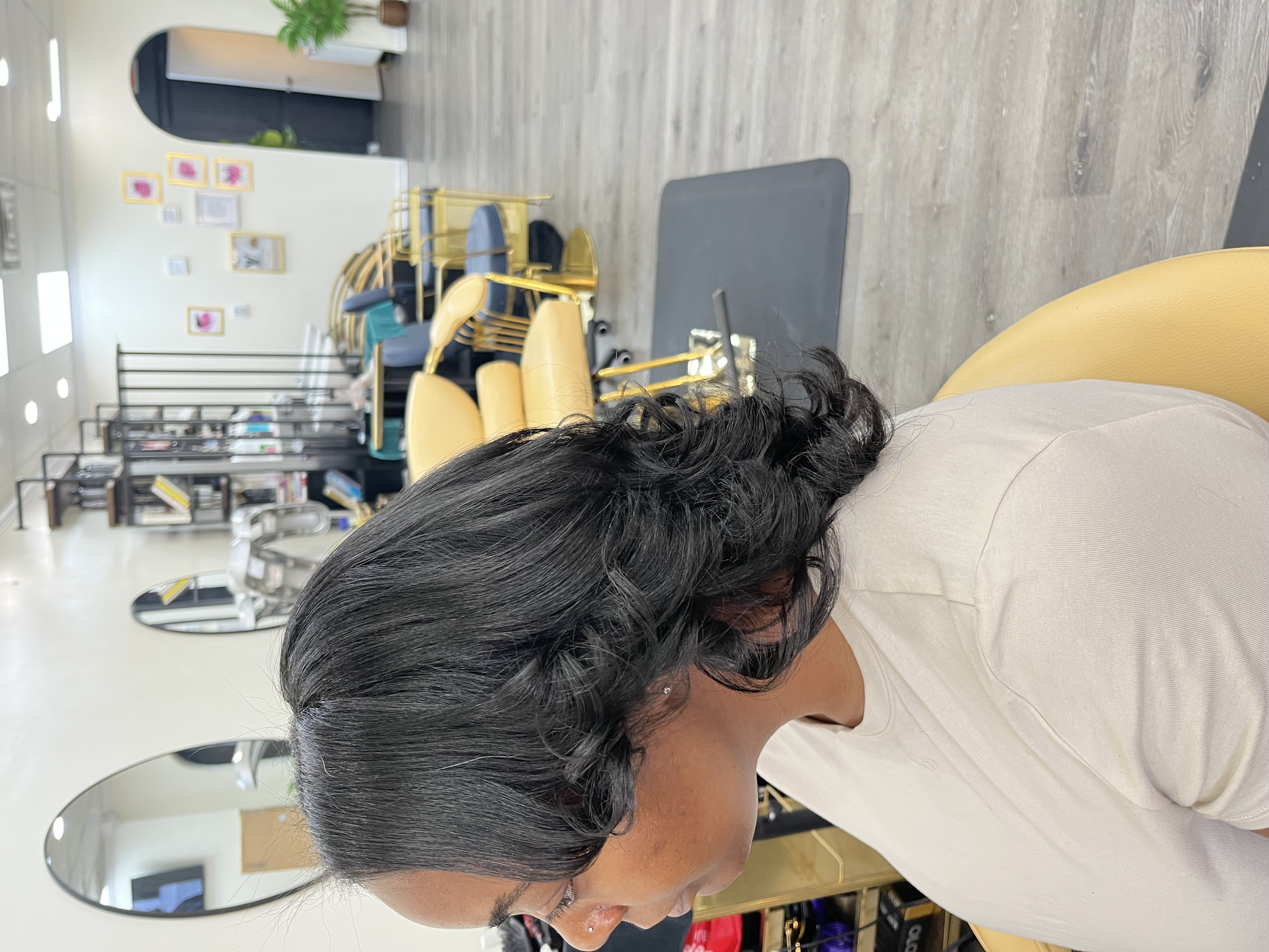 Silk Press with Curls — bouncy curls on silk press blowout